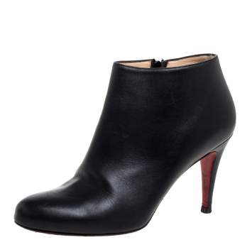 Pre Owned Christian Louboutin Black Leather Belle Ankle Boots Size 39