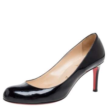 Pre Owned Christian Louboutin Black Patent Leather New Simple Pumps Size 38