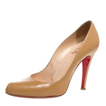 Pre Owned Christian Louboutin Beige Leather Decollete Pumps Size 38