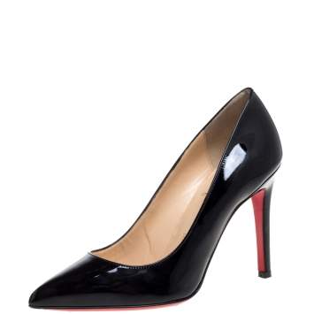 Pre Owned Christian Louboutin Black Patent Leather Pigalle Pumps Size 35.5