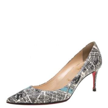 Pre Owned Christian Louboutin Monochrome Leather Plan De Paris Decollete Pumps Size 36