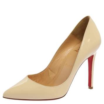 Pre Owned Christian Louboutin Cream Leather So Kate Pointe Toe  Pumps Size 37