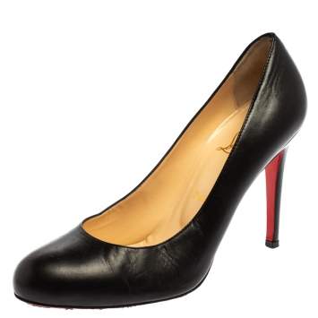 Pre Owned Christian Louboutin Black Leather New Simple Pumps Size 39.5