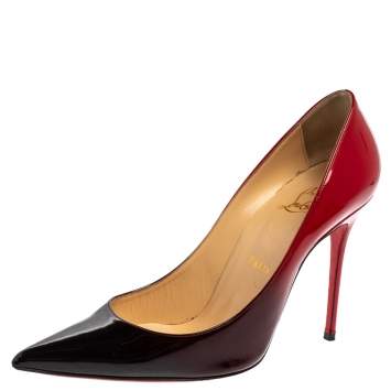 Pre Owned Christian Louboutin Black/Red Ombre Patent Leather So Kate Pumps Size 38.5