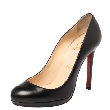 Pre Owned Christian Louboutin Black Leather Filo Platform Pumps Size 36