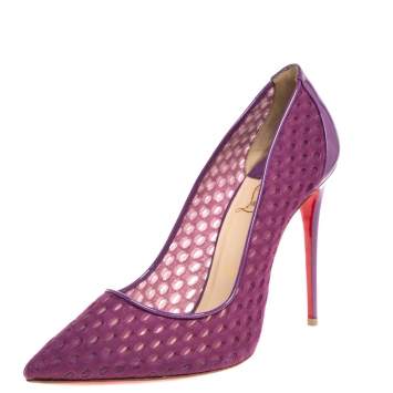 Pre Owned Christian Louboutin Purple Mesh So Kate Pumps Size 39