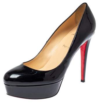 Pre Owned Christian Louboutin Black Patent Leather Bianca Platform Pumps Size 41