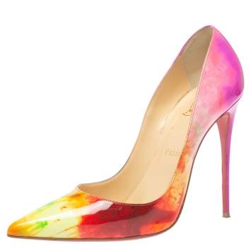 Pre Owned Christian Louboutin Multicolor Patent Leather So Kate Pumps Size 39.5