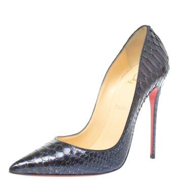 Pre Owned Christian Louboutin Two Tone Python So Kate Pointed Toe Pumps Size 39.5