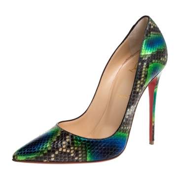 Pre Owned Christian Louboutin Multicolor Python So Kate Pointed Toe Pumps Size 40