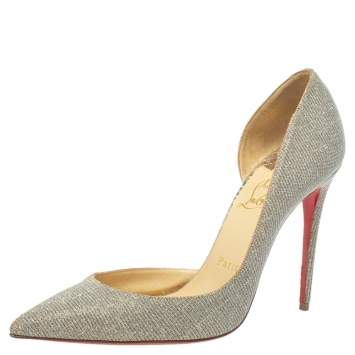 Pre Owned Christian Louboutin Multicolor Glitter Fabric Iriza D'orsay Pointed Toe Pumps Size 38
