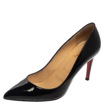 Pre Owned Christian Louboutin Black Patent Leather Pigalle Pointed Toe Pumps Size 39
