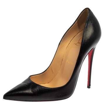 Pre Owned Christian Louboutin Black Leather So Kate Pumps Size 37