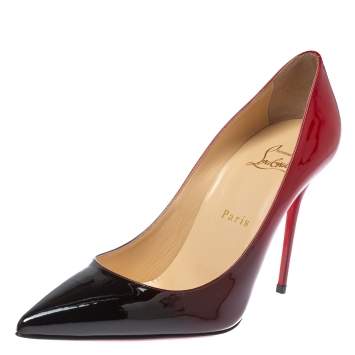 Pre Owned Christian Louboutin Red/Black Degradè Patent Leather Decollete 554 Pointed Toe Pumps Size 38.5