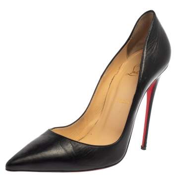 Pre Owned Christian Louboutin Black Leather So Kate Pumps Size 41.5