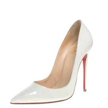 Pre Owned Christian Louboutin White Iridescent Patent Leather So Kate Pointed Toe Pumps Size 36