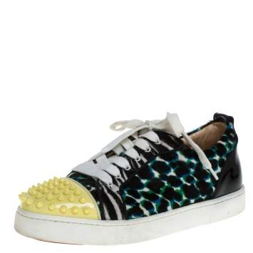 Pre Owned Christian Louboutin Multicolor Calf Hair Junior Spike Sneakers Size 37