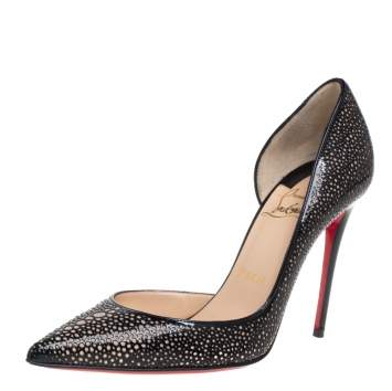 Pre Owned Christian Louboutin Black Patent Leather Iriza Pump Size  36.5 