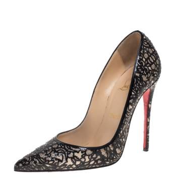 Pre Owned Christian Louboutin Black Patent Leather So Pretty Pumps Size 37.5 