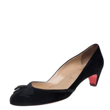 Pre Owned Christian Louboutin Black Suede Lavalliere Pumps Size 39