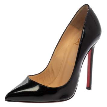 Pre Owned Christian Louboutin Black Patent Leather Pigalle Pumps Size 36.5