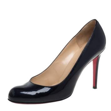Pre Owned Chrsitan Louboutin Black Patent Leather Simple Pumps Size 41