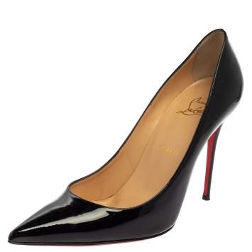 Pre Owned Christian Louboutin Black Patent Leather Decolette Pumps Size 40