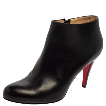 Pre Owned Christian Louboutin Black Leather Belle Ankle Boots Size 39