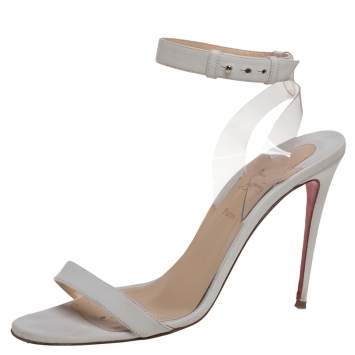Pre Owned Christian Louboutin Off White Leather And PVC Jonatina Sandals Size 41