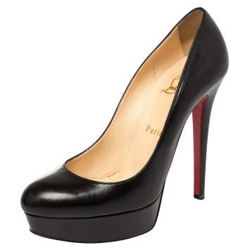 Pre Owned  Christian Louboutin Black Leather Bianca Platform Pumps Size 38.5