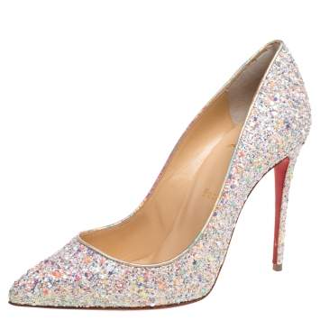 Pre Owned Christian Louboutin Glitter Pigalle Follies Pumps Size 37.5