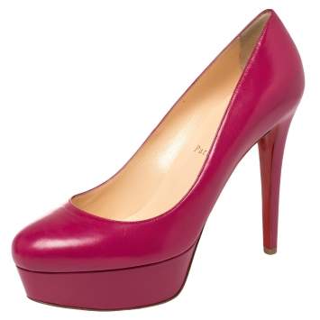 Pre Owned Christian Louboutin Pink Leather Bianca Pumps Size 39.5
