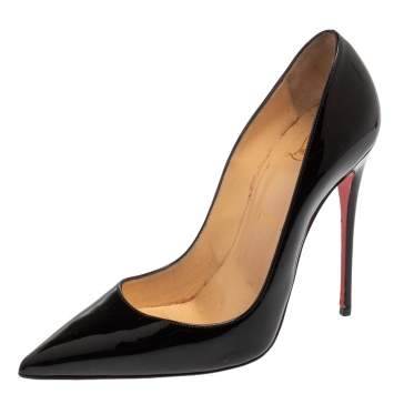 Pre Owned Christian Louboutin Black Patent Leather So Kate Pumps Size 38.5