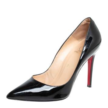 Pre Owned Christian Louboutin Black Patent Leather Pigalle Pointed Toe Pumps Size 39