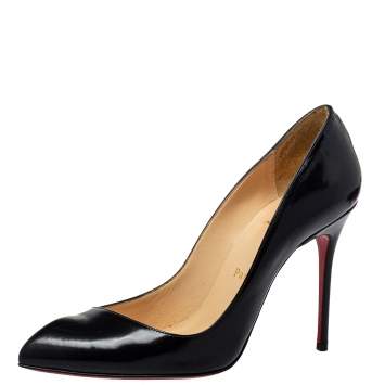 Pre Owned Christian Louboutin Black Leather Corneille Pumps Size 37.5