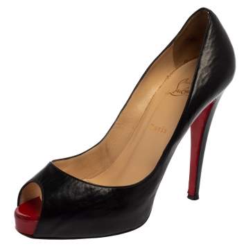 Pre Owned Christian Louboutin Black Leather New Prive  Pumps Size 41