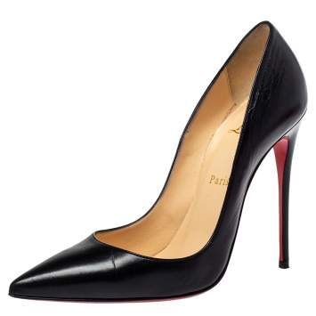 Pre Owned Christian Louboutin Black Leather So Kate Pointed Toe Pumps Size 38.5
