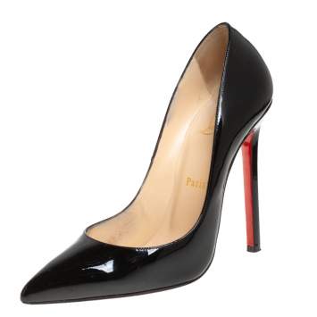 Pre Owned Christian Louboutin Black Patent Leather Pigalle Pointed Toe Pumps Size 39