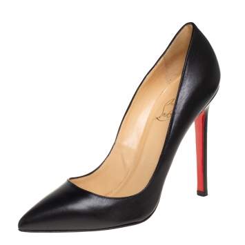 Pre Owned Christian Louboutin Black Leather Pigalle Pointed Toe Pumps Size 35.5