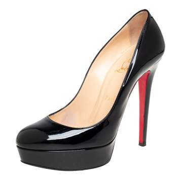 Pre Owned Christian Louboutin Black Patent Leather Bianca Platform Pumps Size 39