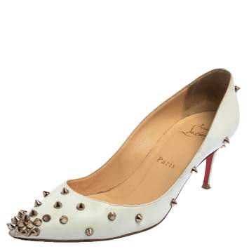 Pre Owned Christian Louboutin White Leather Pigalle Pumps Size 36
