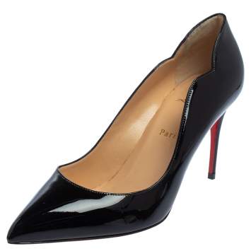 Pre Owned Christian Louboutin Black Patent Leather Hot Chick Pumps Size 40