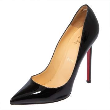 Pre Owned Christian Louboutin Black Patent Leather Pigalle Pointed Toe Pumps Size 39
