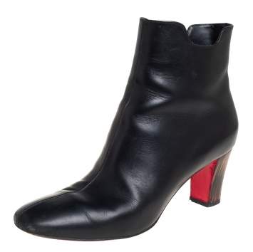 Pre Owned Christian Louboutin Black Leather Tiagada Ankle Boots Size 40.5