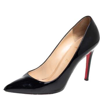 Pre Owned Christian Louboutin Black Patent Leather D'Orsay Pumps Size 39.5