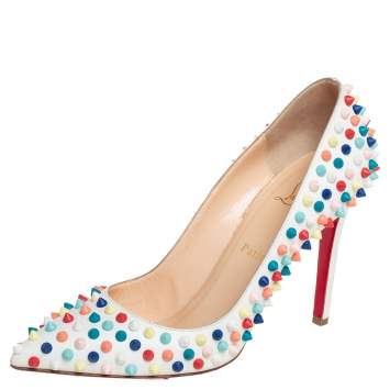 Pre Owned Christian Louboutin Multicolor Leather Pigalle Spike Pumps Size 39