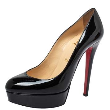 Pre Owned Christian Louboutin Black Patent Leather Bianca Pumps Size 38.5