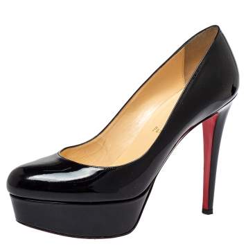 Pre Owned Christian Louboutin Black Patent Leather Bianca Pumps Size 38