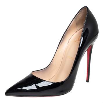 Pre Owned Christian Louboutin Black Patent Leather So Kate Pumps Size 38.5
