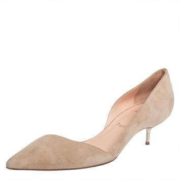 Pre Owned Christian Louboutin Beige Suede Newton D'orsay Pumps Size 38